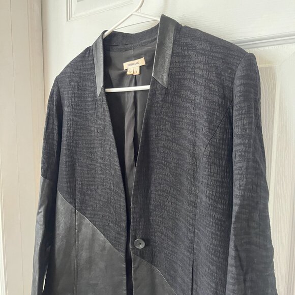 Helmut Lang Lamb Leather Combo Assymetrical Blazer Pattern Crop Black Jacket 2 - Picture 9 of 9